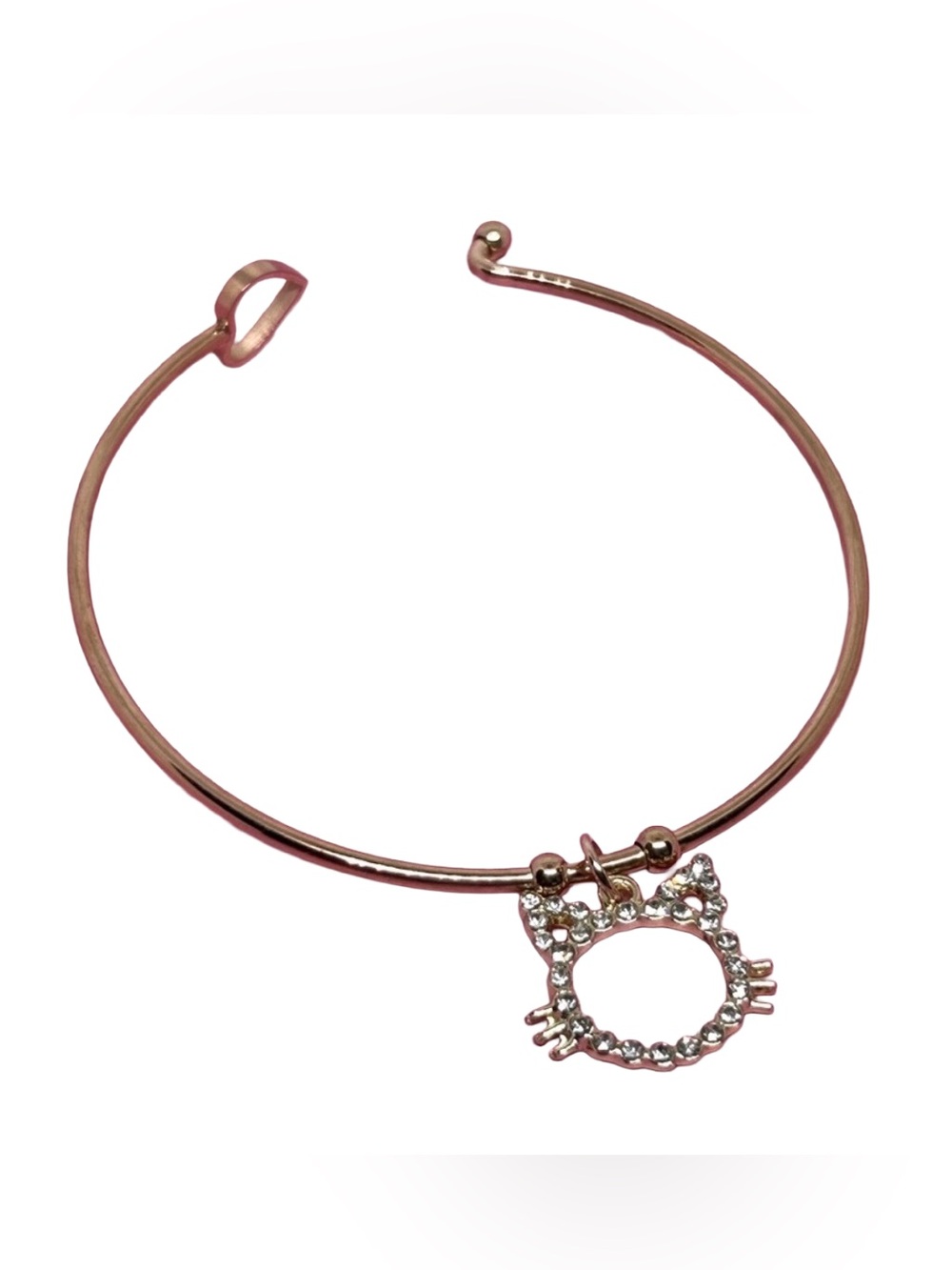 Handmade Rhinestone Kitty Bangle Bracelet! New in Gift Box!